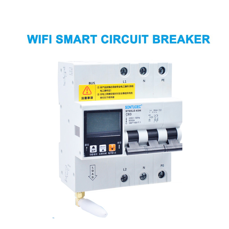 WiFi 4G Tuya ST65LE-63H Serje Multi Funzjonali RCBO Intelligent Circuit Breaker